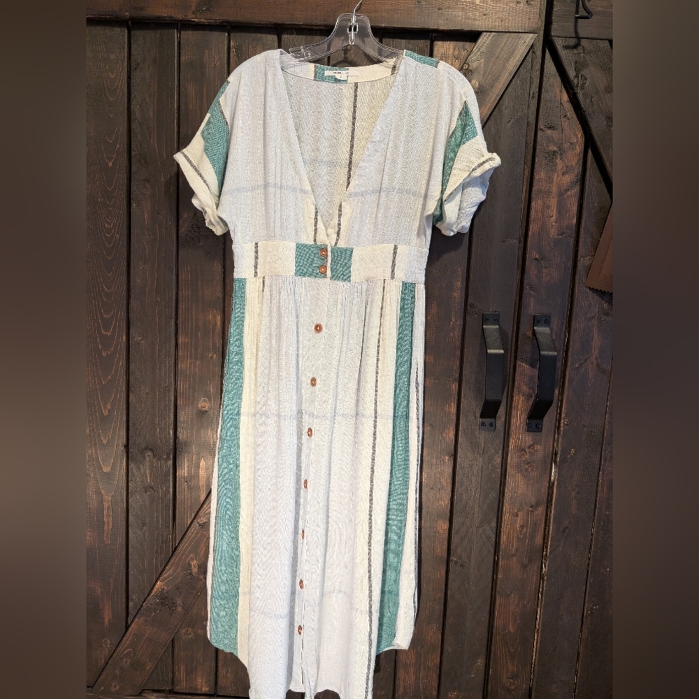 Oneal Green and White Soft Flowy Dress, Size S